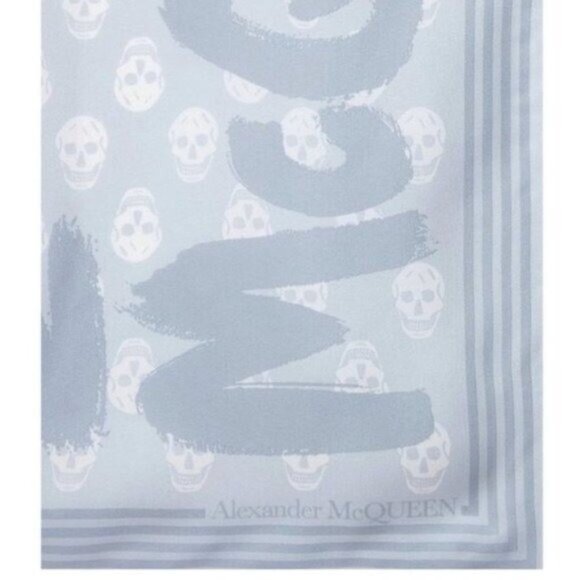 Alexander McQueen Graffiti Biker Skull Silk Scarf – 100% Silk Square – Luxury - Picture 2 of 6